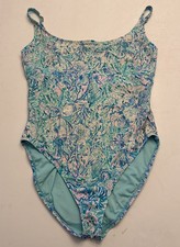 Lilly Pulitzer 14 Surf Blue SOLEIL IT ON ME BRIN SWIMSUIT Scoop Neck One-Piece