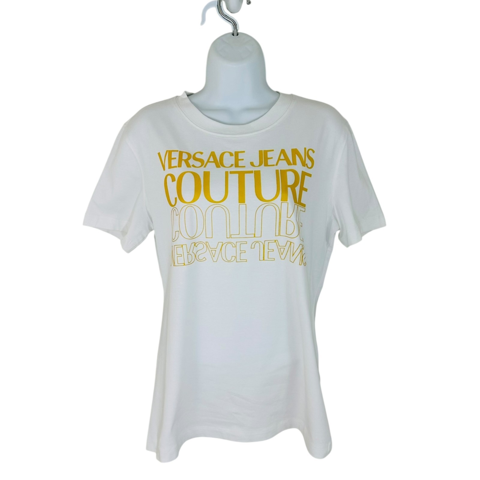 Versace Jeans Couture Women's Sz XL Logo Graphic Short Sleeve White T-Shirt NEW thumbnail 2