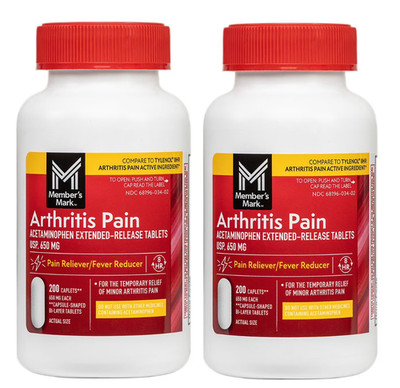Member's Mark Arthritis Pain Extended Release Tablets, 650 mg 2x200 Made In USA