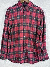 American Living Plaid Button Down Shirt Men s Large Red Black Cotton Oxford