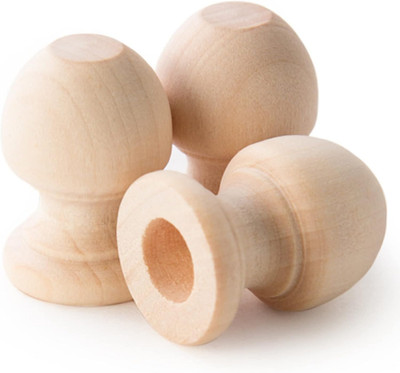 Wood Dowel Rod Finials 1-1/16 Inch Tall with 3/8 Inch Hole Pack of 10