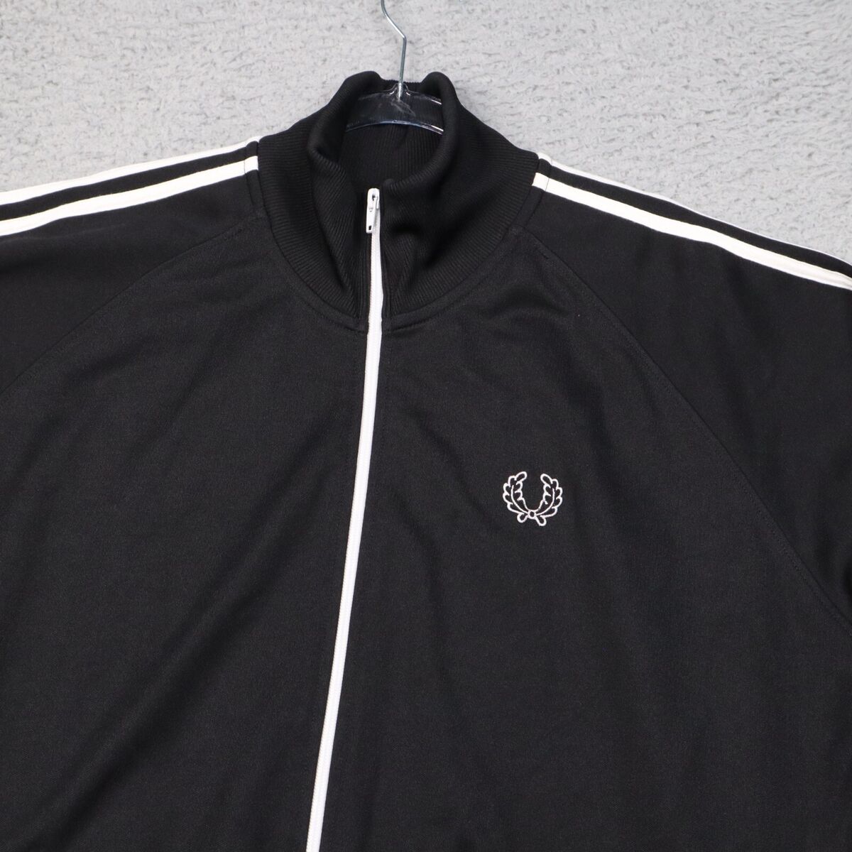 Fred Perry Track Jacket Mens Size XXL Black / White Twin Fred Perry Track Jacket Mens Size XXL Black / White Twin