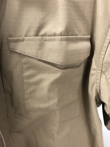 Tru Spec Combat Shirt Mens XL Short Sleeve Full Zip 4 Pocket Ripstop Khaki Zip - Picture 5 of 18