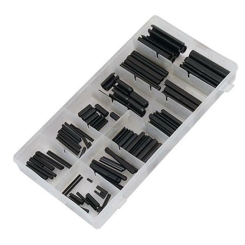 Roll Pin Assortment Set – 120pc, 15 Sizes From 1.6mm To 9.5mm, Spring Tension Pins, CR-V Steel, Black Plated-621181