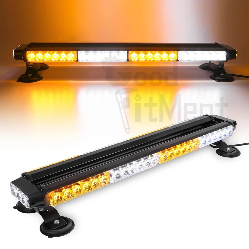 LED Amber White Rooftop Emergency Strobe Light Bar Warning Light Traffic Advisor - Image 2 of 4