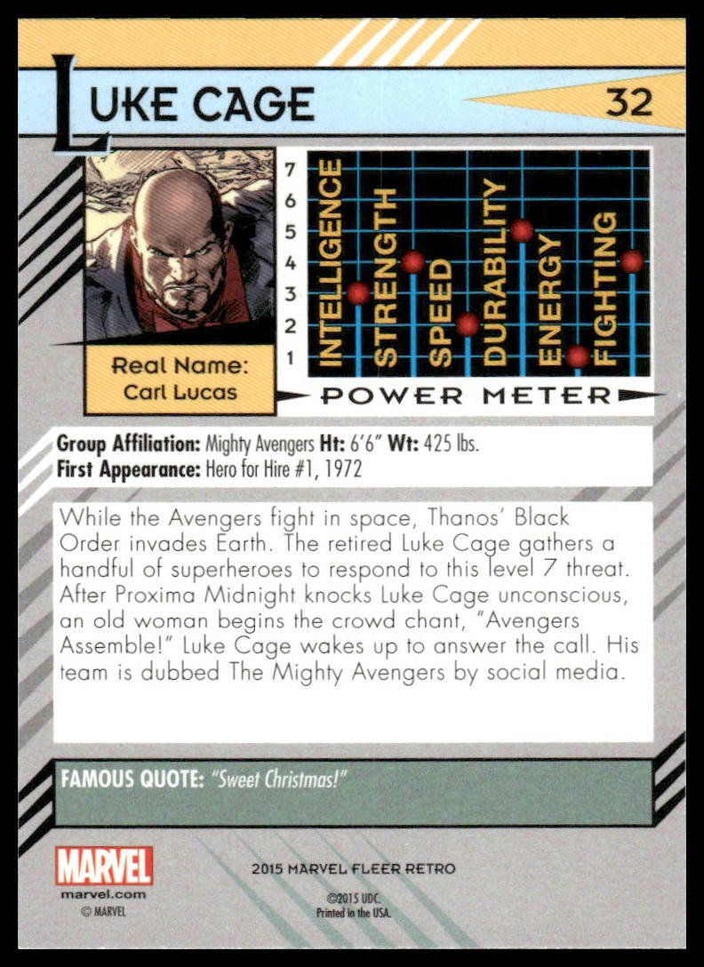 Luke Cage 2015 Fleer Retro Marvel #32 Heroes | eBay