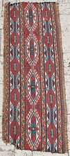 Tappeto Caucasico 14''x39'' +100 Età ANTICO Frammento Sumak Kilim 37x101cm