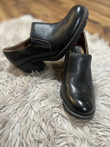 BOC Born Concept Kimy Block Heels Booties Slip On Pebbled Leather Black Size 9