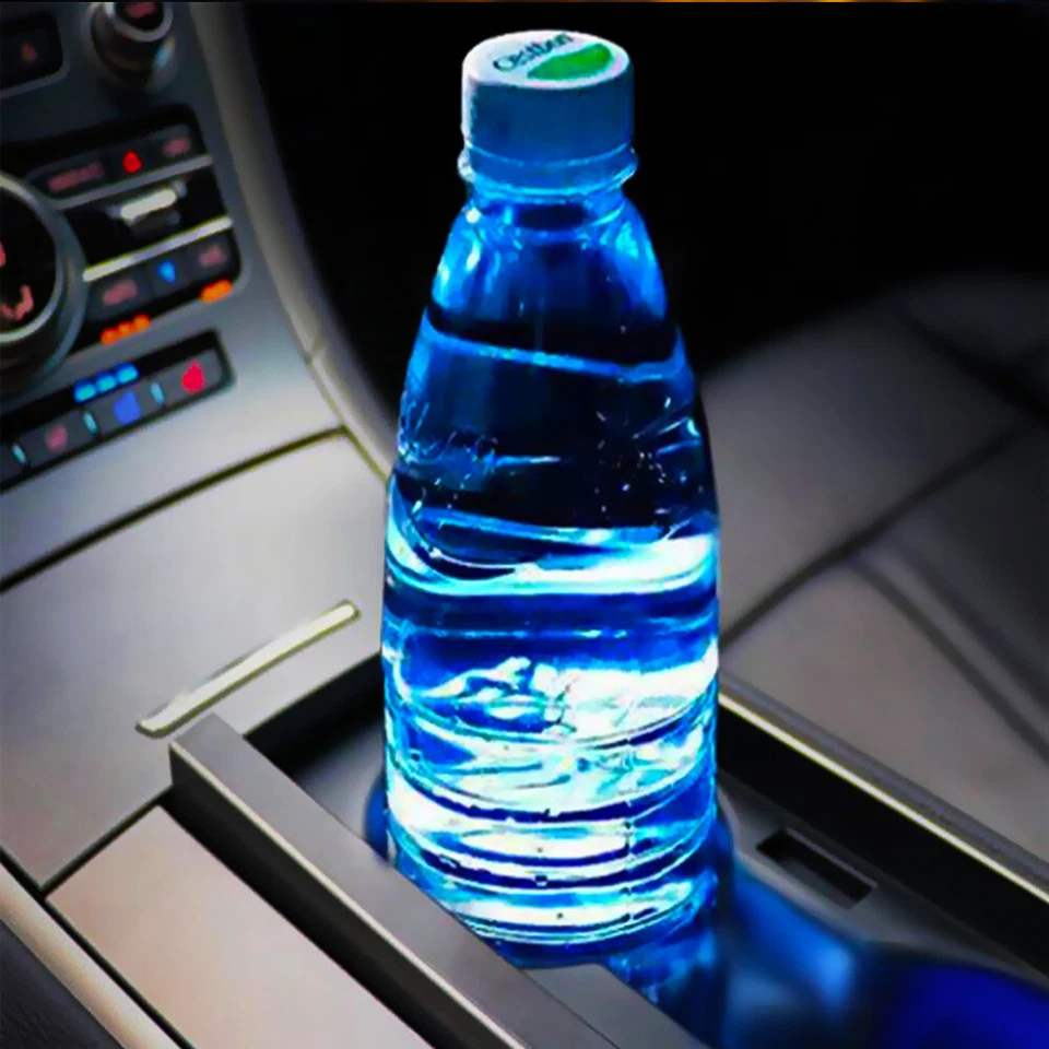 Auto USB Drink Bottle Cup Holder Coasters 7-Color Atmosphere Lights for Lincoln — 第 3/4 张图片