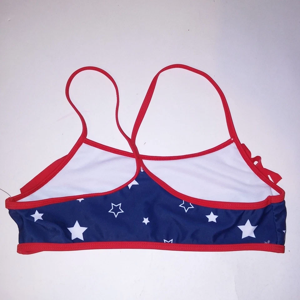 Купальник для девочек Joe Boxer бикини топ XL 14/16 бахрома красный белый синий звезды детский - Изображение 4 из 4