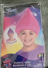 Trolls World Tour Purple Pink Reversible Wig Halloween Costume Cosplay