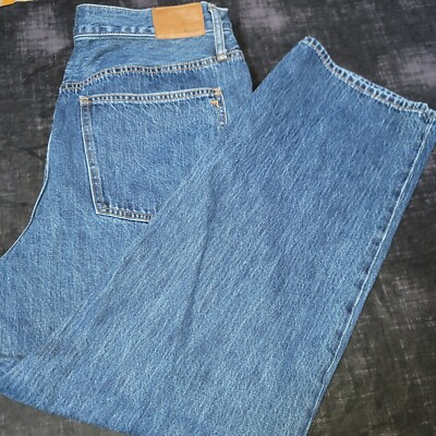 Madewell x Kule The Dad Jean MB485 Button Fly Dark Wash Womens Size 32 EUC