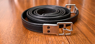 Beval, calfskin lined stirrup leathers, black, 48  for saddle