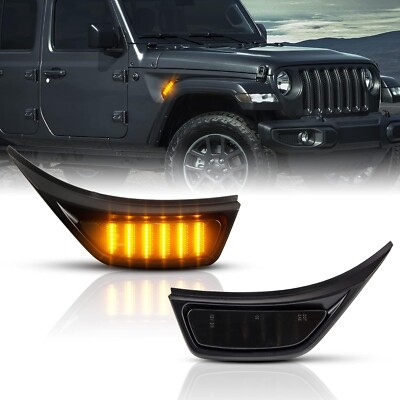 2Pc LED Fender Marker Side Light Turn Signal Lamp for Jeep Wrangler JL JLU 2018+