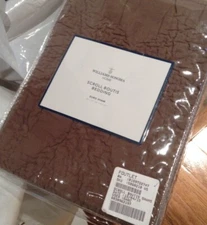 Williams Sonoma Home Scroll Boutis Euro Sham Fossil Brown Accent Pillow 26 sq🦩