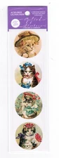 Gifted Line NEW Pack FANCY Victorian CATS Scrapbook Stickers! 2 Small Sheets!