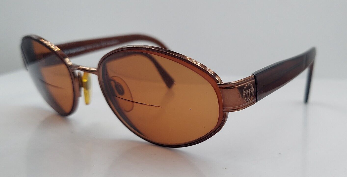 Vintage Sergio Tacchini S.T. 1073-S Brown Oval Sunglasses Frames Only Vintage Sergio Tacchini Gold and Brown Oval Frame Sunglasses  main image 2