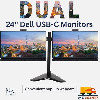 Dell Dual Monitore 2 x 24'' FHD IPS 1080p LCD Screen Pack mit verstellbarem Ständer