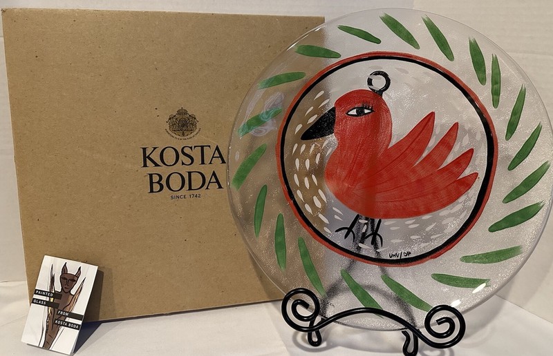 RARE NIB SIGNED Kosta Boda 13” SOMEBODY Serving Plate by Ulrica Hydman-Vallien
