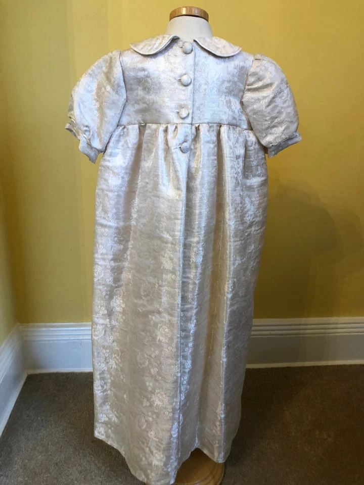 Stunning Ivory/Gold damask silk dupion heirloom Christening Gown - Image 3 of 4