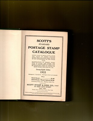Scott's standard postage stamp catalogue 1922 Hardcover | eBay