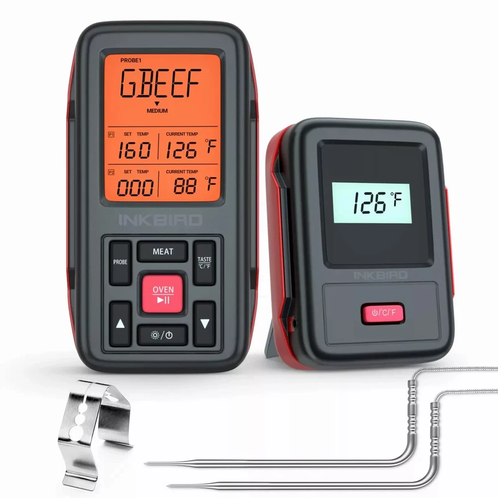 INKBIRD Wireless Meat Thermometer for Grilling - 500FT Range Dual Probes Smoker Temperature Monitor  
