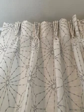 custom made drapery panels, Unlined, Kravet Linen, Off White & Grey