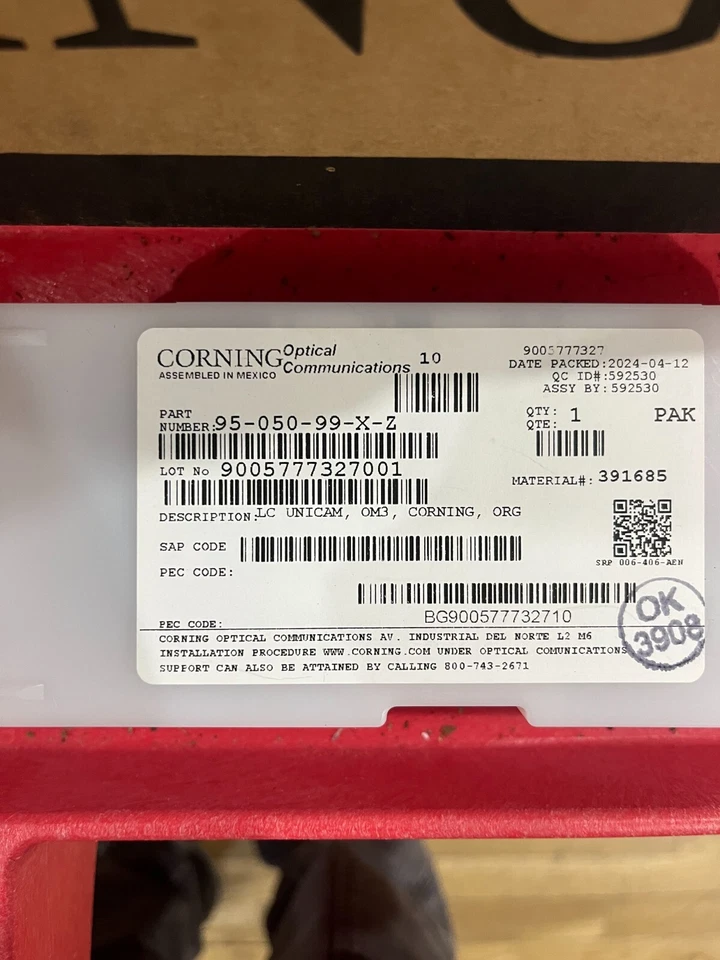 Corning 95-050-99-X-Z Unicam LC OM3/OM4 Multimode 50um Fiber Connector (25 Pack) - Image 4 of 4