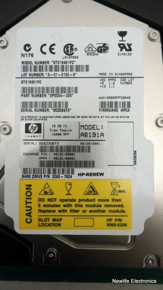 HP ST318451FC 18GB 15,000 RPM 3.5 in. Fiber Channel HDD A6191-60001 - Image 4 of 4