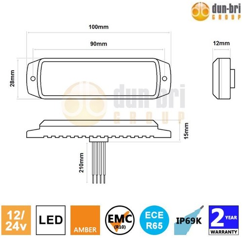 Griglia ambra lampeggiante 6 LED luce stroboscopica di avvertimento sottile R65 camion furgone - Foto 2 di 6