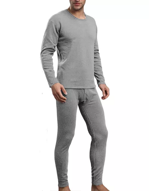 Mens 2pc Microfiber Thermal Underwear Set Long Johns Top Bottom