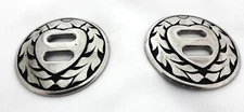Pair Heart Floral Jeremiah Watt Slotted Conchos Horse Tack Slots Stainless New