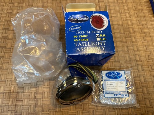 Ford 1933-34 Stainless Steel Bob Drake Tail Light Assemb New In Box RH 40-13407 - Picture 5 of 7
