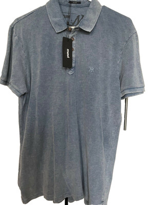 Men s NEW Mavi Cotton Polo Golf Shirt Large Washed Out Denim Blue NWT Fitted NEW