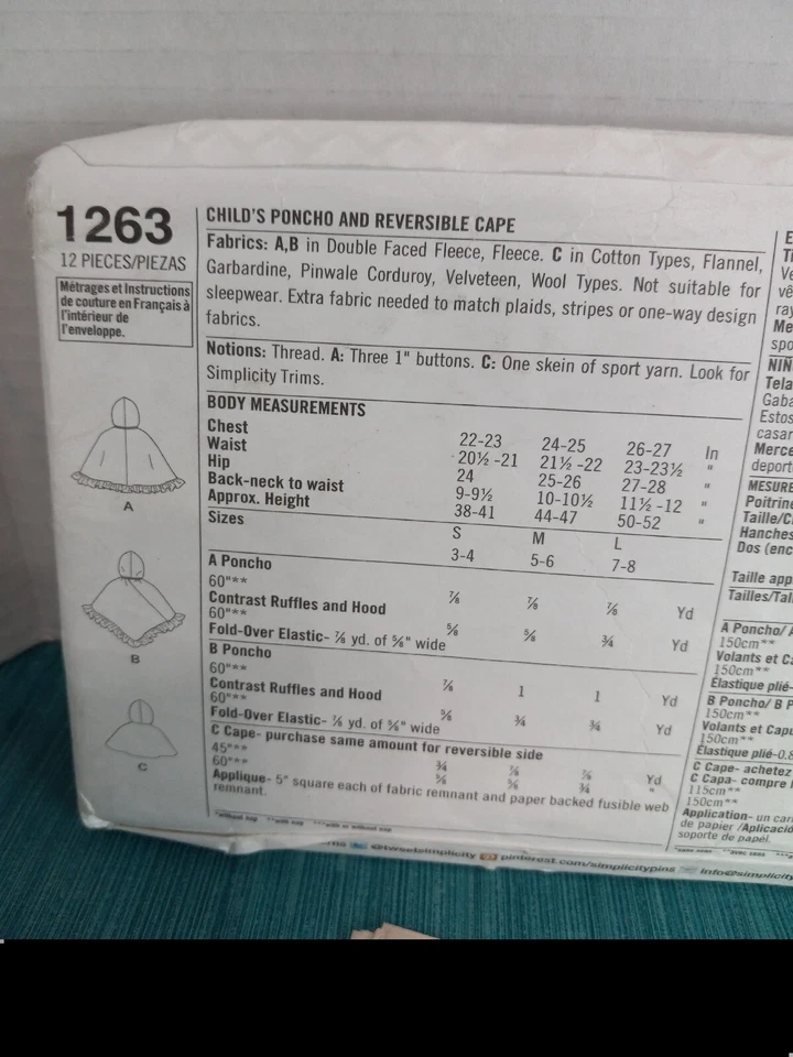 2 Simplicity Sewing Pattern Lot . Children's poncho, hats, mittens, scarf. Sm-Lg - Image 3 of 4