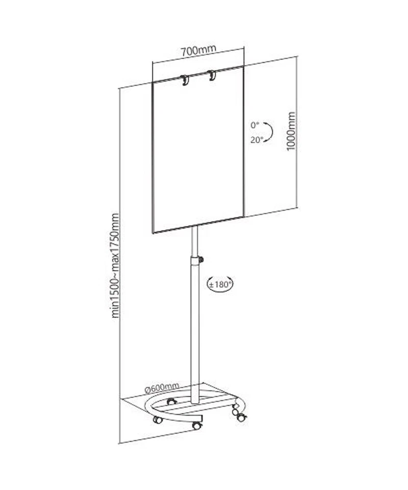 Whiteboard auf Rollen Flipchart mit Halterung für Büro Schule Home Verein  - Bild 4 von 4