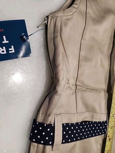 Girls French Toast Khaki Uniform Jumper Dress W/Bow Size 8 Drop waist. Side Zip. - Picture 3 of 7