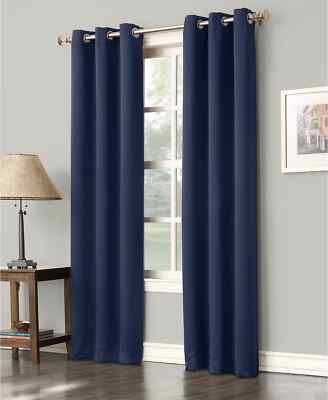 NEW Sun Zero Preston 40'' x 108'' Grommet Top Blackout Curtain ONE Panel Navy