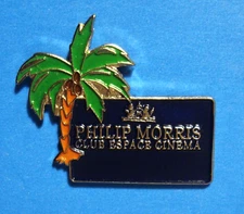 PHILIP MORRIS TOBACCO CIGARETTE - CLUB ESPACE CINEMA - PALM TREE - VINTAGE PIN