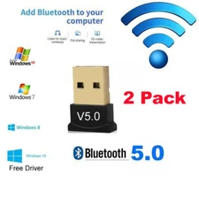 TV PC Laptop USB Bluetooth 5.0 Earbud Speaker Printer Adapter Dongle Receiver 2P