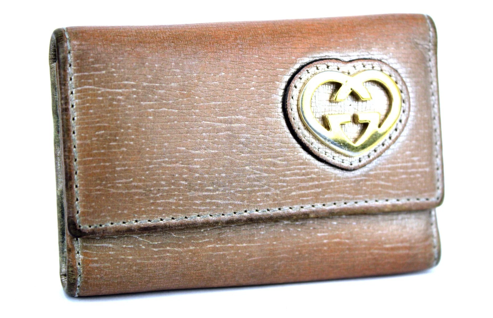 Étui porte clés GUCCI cuir marron logo GG accessoires occasion Italie