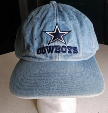 Vintage KMG Pro Model New Era Dallas Cowboys Denim Adjustable Hat 