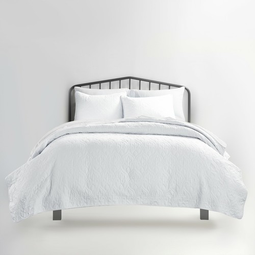 Premium Ultra Soft Quilted 3 Piece Coverlet Set Kaycie Gray Hotel Collection - Picture 32 of 111