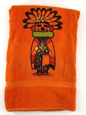 Vintage St. Mary's Kachina Ręcznik kąpielowy Żywy pomarańczowy 43"x24"