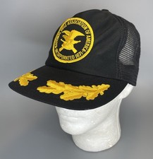 Vtg NRA Mesh Trucker Snapback Cap Hat Black Gold Scrambled Egg Embroidered USA
