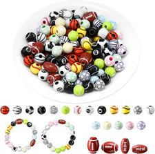240 Pcs Sports Ball Beads for Bracelets Jewelry Making 20 Styles Acrylic Soccer