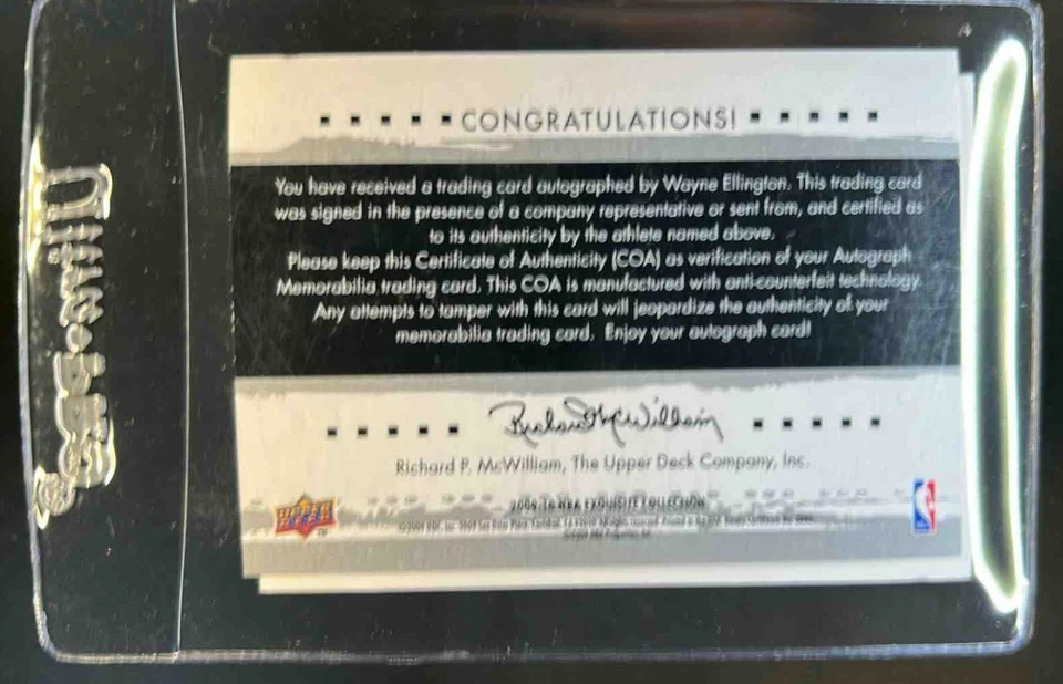 2009-10 Upper Deck Exquisite Collection Wayne Ellington Rookie RC Auto #/225 - Image 2 of 2