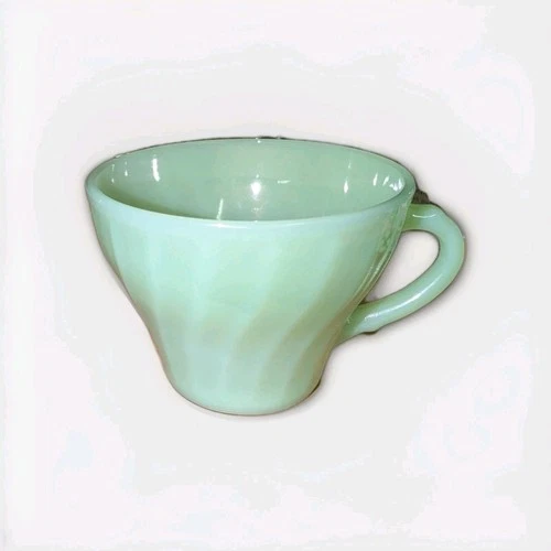 FIRE KING JADEITE SWIRL SHELL TEA CUP ANCHOR HOCKING
