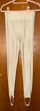 VTG 80s Cream Knit Stirrup Leggings Pants Size Large womens comfort stretch