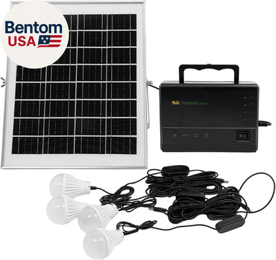 Solar Generator with 4 LED Bulbs & Solar Panel Portable Home Solar Power System